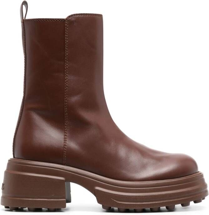 Tod's zip-up leather boots Brown