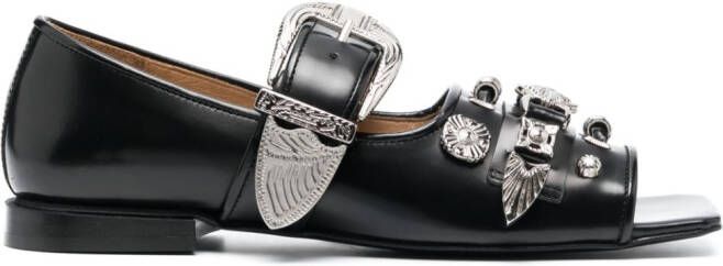 Toga Pulla buckle-fastening open-toe ballerina shoes Black
