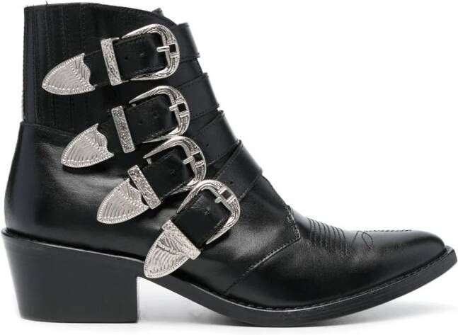Toga Pulla buckle-strap mid heel boots Black