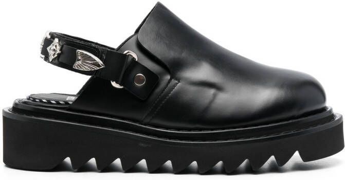 Toga Pulla buckled ankle-strap flat clogs Black