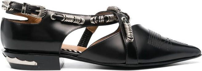 Toga Pulla buckled leather ballerina shoes Black