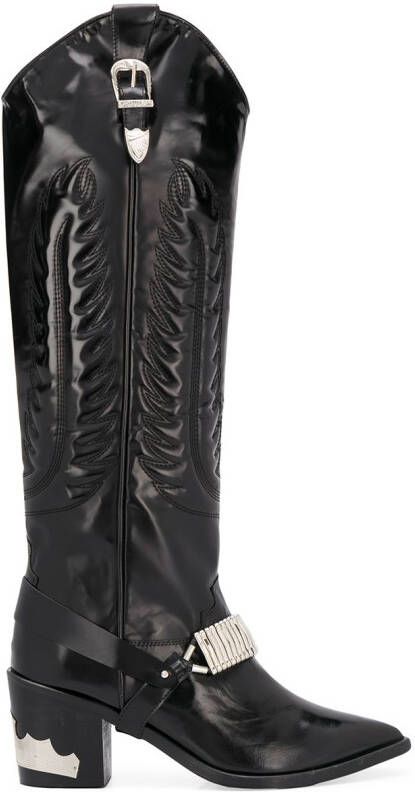 Toga Pulla knee length cowboy boots Black