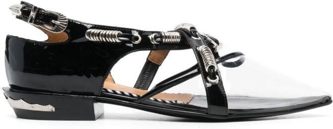 Toga Pulla ring-detail leather ballerina shoes Black