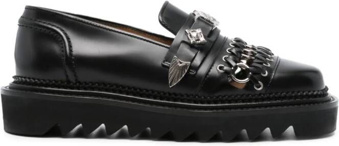 Toga Pulla ring-detail leather loafers Black