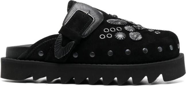 Toga Pulla Sabot metal suede mules Black