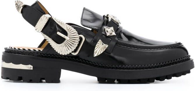 Toga Pulla sling-back mule loafers Black