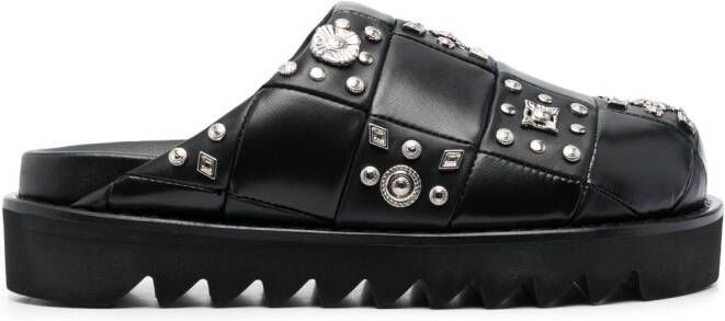Toga Pulla stud-embellished leather clogs Black