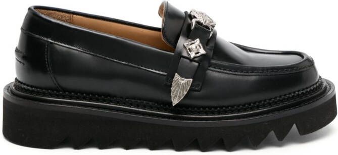 Toga Pulla stud-embellished leather loafers Black