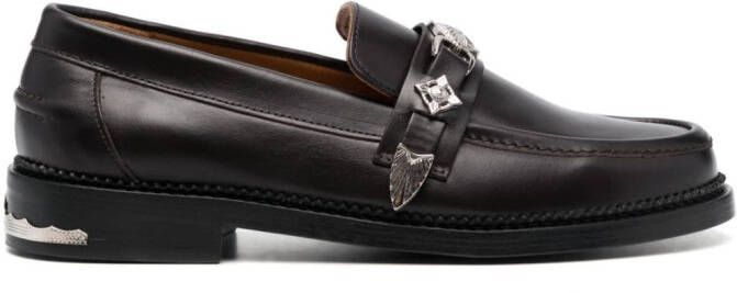 Toga Virilis logo-engraved leather loafers Brown