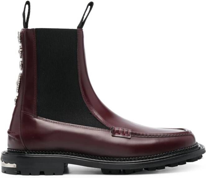 Toga Virilis Side Gore ankle leather boots Red