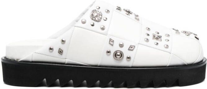 Toga Virilis stud-embellished leather slippers White