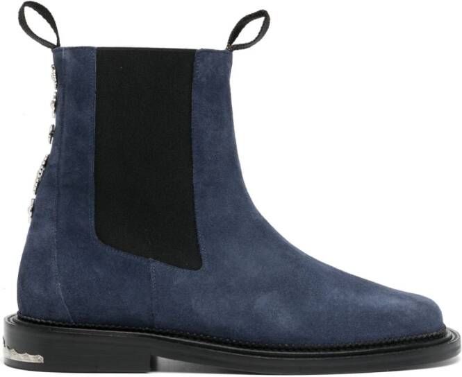 Toga Virilis stud-embellished suede ankle boots Blue