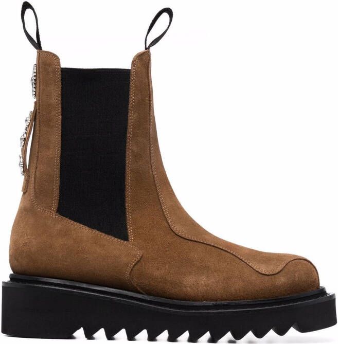 Toga Virilis stud-embellished suede Chelsea boots Brown
