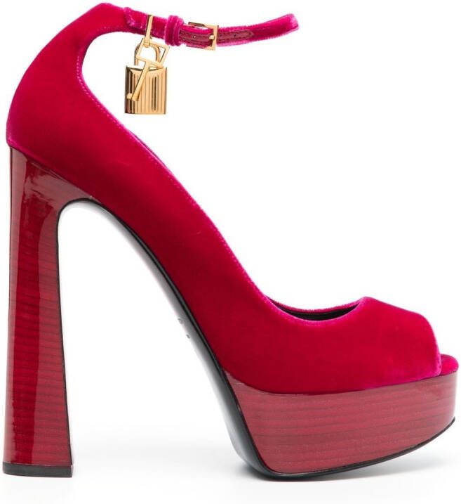 TOM FORD 145mm platform velvet sandals Pink
