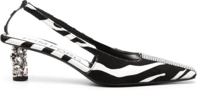 TOM FORD 70mm zebra-print slingback pumps Black