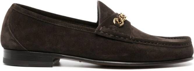 TOM FORD chain suede loafers Brown
