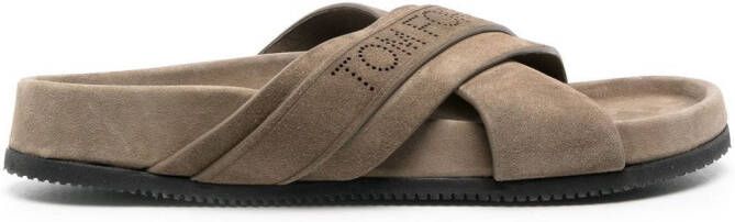 TOM FORD crossover logo-strap slides Green