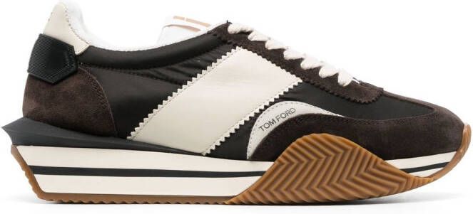 TOM FORD James panelled flatform sneakers Brown
