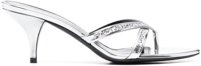 TOM FORD metallic leather mules Silver