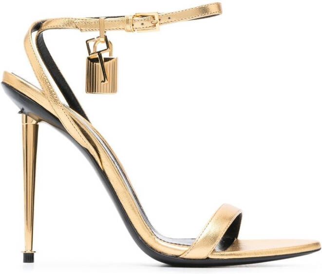 TOM FORD 115mm Padlock metallic sandals Gold