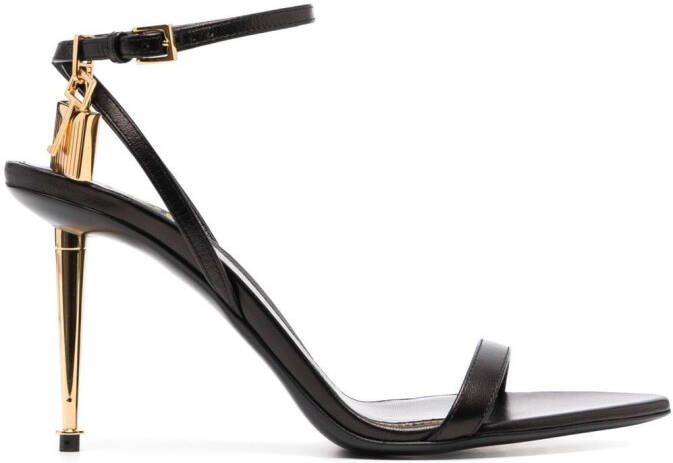 TOM FORD Padlock 85mm leather sandals Black