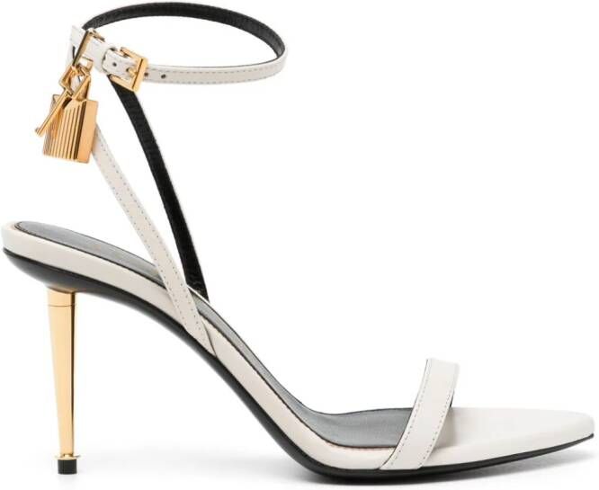 TOM FORD Padlock 85mm leather sandals White