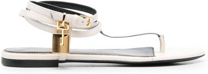 TOM FORD Padlock flat sandals White