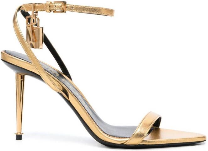 TOM FORD Padlock leather sandals Gold