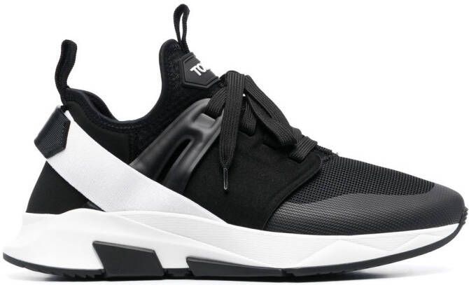 TOM FORD panelled logo-patch sneakers Black