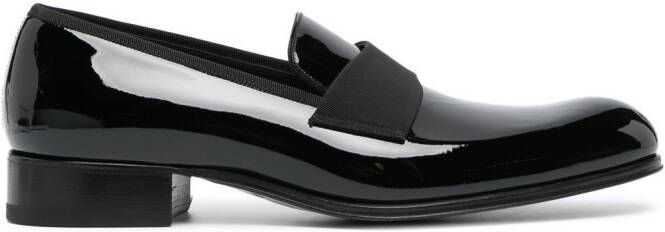 TOM FORD patent-finish leather loafers Black