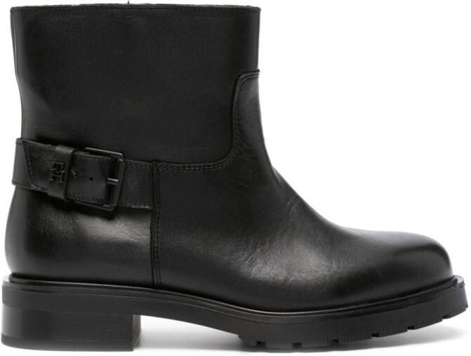 Tommy Hilfiger almond-toe leather ankle boots Black