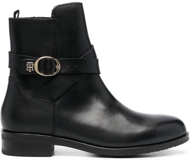 Tommy Hilfiger buckle-detail leather ankle boots Black