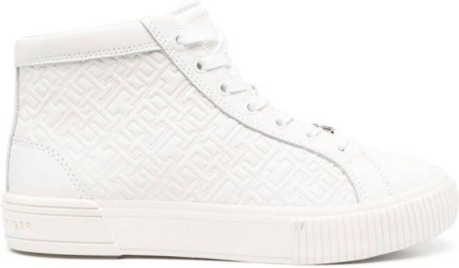 Tommy Hilfiger embossed-monogram high-top sneakers Neutrals