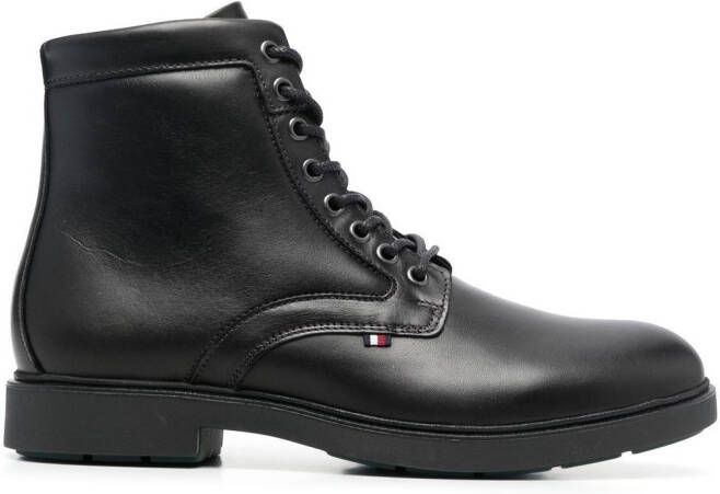 Tommy Hilfiger lace-up leather boots Black