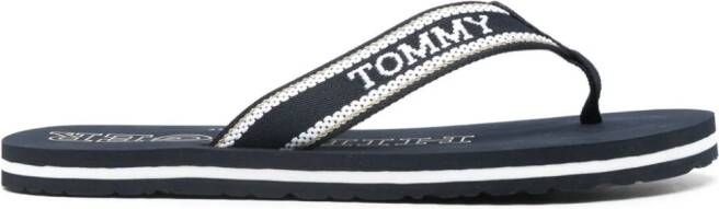 Tommy Hilfiger logo-jacquard flip flops Blue