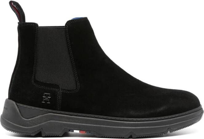 Tommy Hilfiger logo-plaque leather boots Black