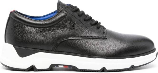 Tommy Hilfiger logo-plaque leather derby shoes Black