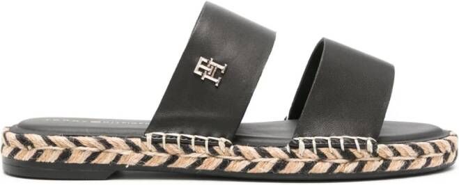 Tommy Hilfiger logo-plaque leather espadrilles Black