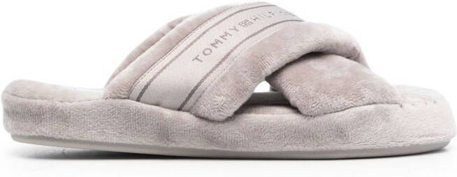 Tommy Hilfiger logo-print strap slides Grey