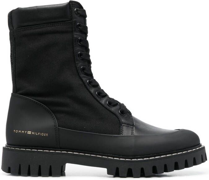 Tommy Hilfiger logo-stamp lace-up boots Black