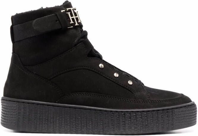 Tommy Hilfiger platform suede boots Black