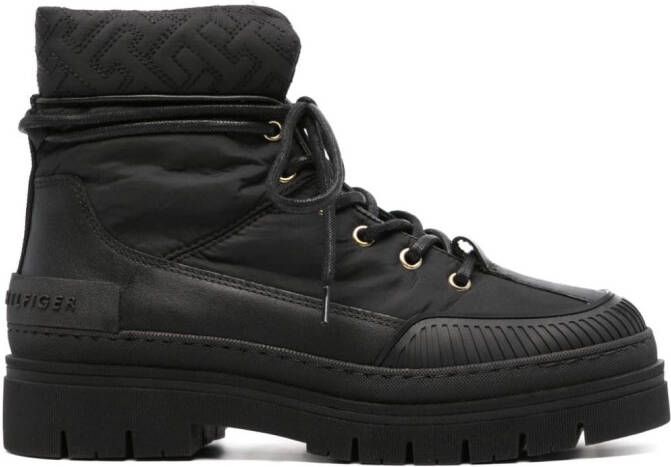 Tommy Hilfiger quilted panelled boots Black