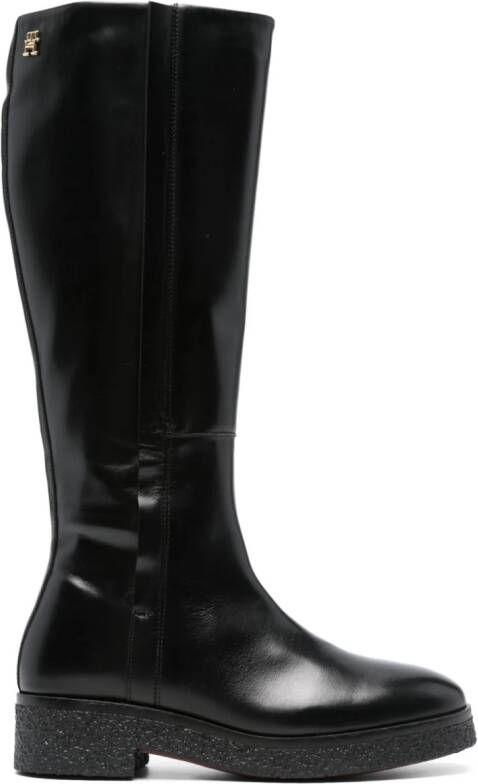 Tommy Hilfiger round-toe leather boots Black
