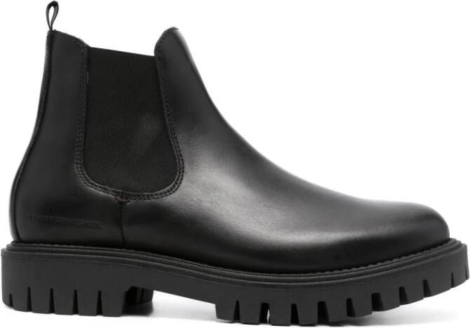 Tommy Hilfiger round-toe slip-on leather boots Black