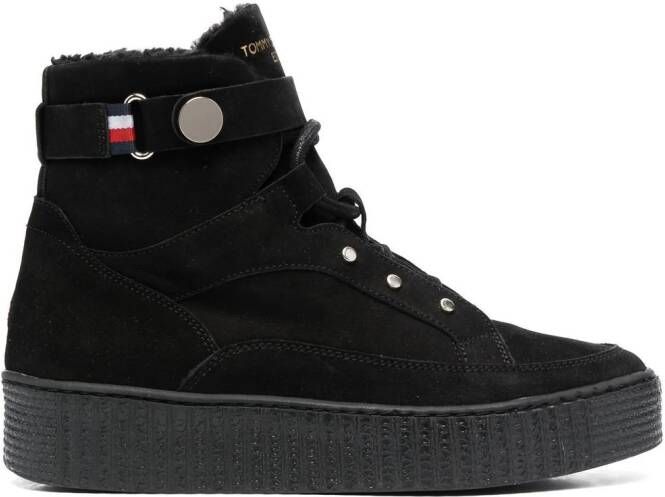 Tommy Hilfiger shearling-lined flatform boots Black