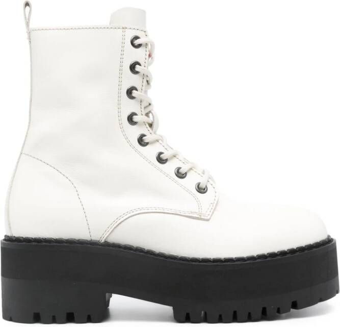 Tommy Jeans 60mm zip-up leather ankle boots White