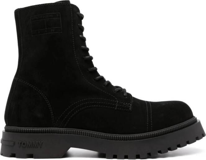 Tommy Jeans lace-up suede boots Black