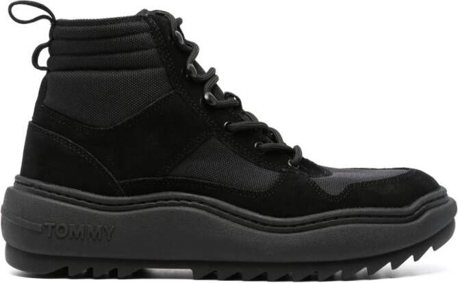 Tommy Jeans panelled lace-up boots Black