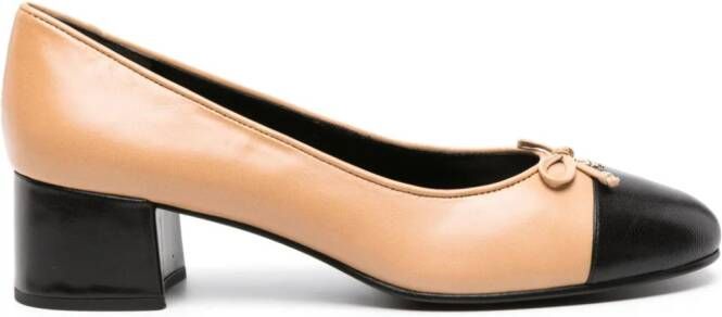 Tory Burch 45mm cap-toe leather pumps Neutrals