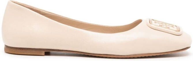 Tory Burch Georgia logo-plaque ballerina shoes Neutrals